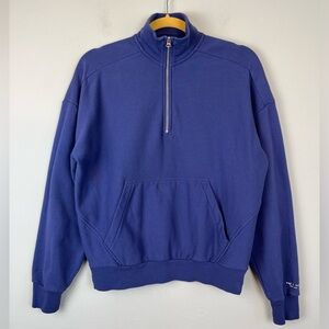 Rag & Bone Blue Quarter-Zip Sweatshirt (Organic Cotton)